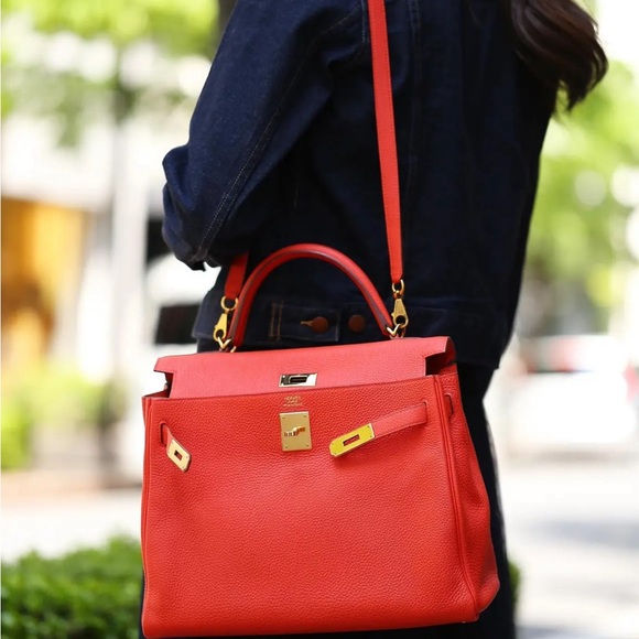 *SOLD* Hermes Capucine Togo Leather Kelly Retourne 35cm - Picture 9 of 9